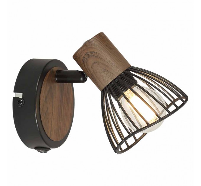 Аплик DALIA 1xE14 черно + тъмно дърво с ключ 120x90x115mm Lightex