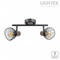 Спот DALIA 2xE14 черно + тъмно дърво 390x90x150mm Lightex