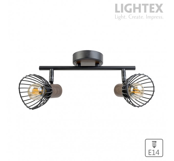 Спот DALIA 2xE14 черно + тъмно дърво 390x90x150mm Lightex