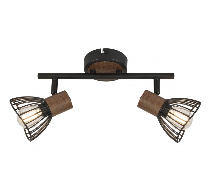 Спот DALIA 2xE14 черно + тъмно дърво 390x90x150mm Lightex