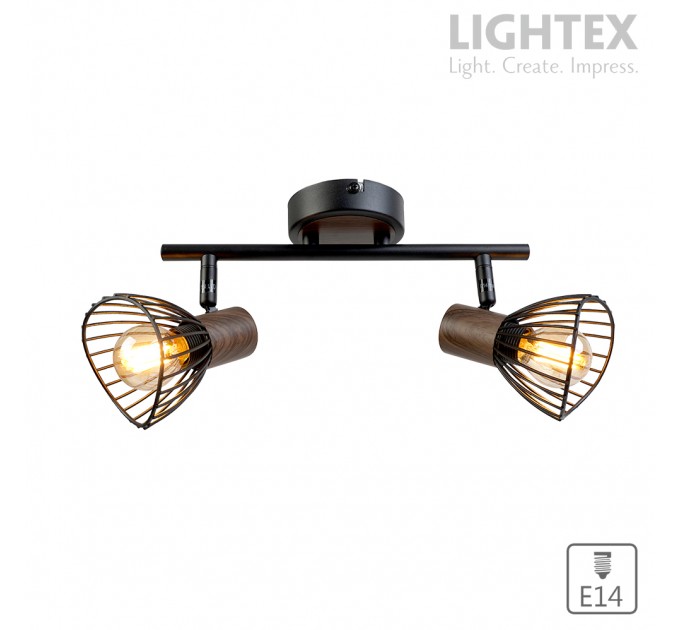 Спот DALIA 2xE14 черно + тъмно дърво 390x90x150mm Lightex