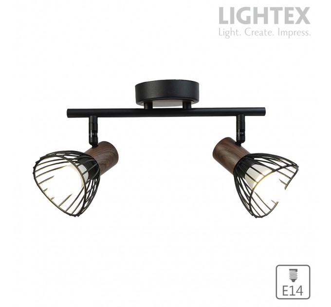 Спот DALIA 2xE14 черно + тъмно дърво 390x90x150mm Lightex