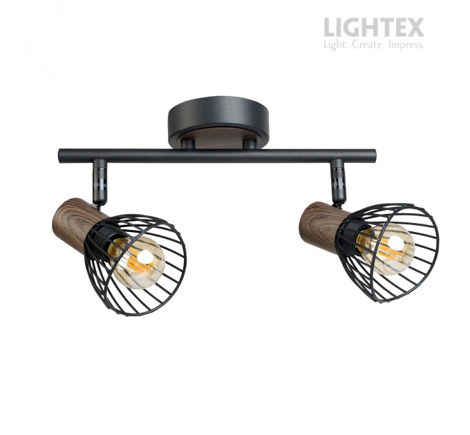 Спот DALIA 2xE14 черно + тъмно дърво 390x90x150mm Lightex