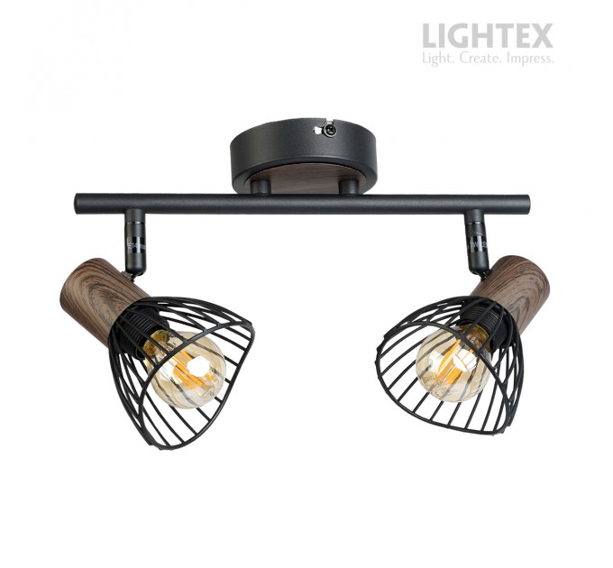 Спот DALIA 2xE14 черно + тъмно дърво 390x90x150mm Lightex
