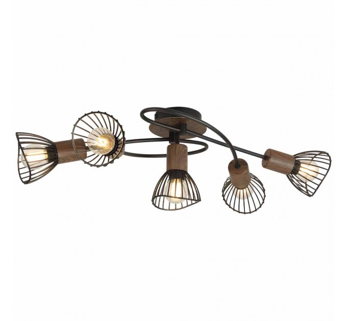 Спот DALIA  5xE14 черно + тъмно дърво 670x240x175mm Lightex