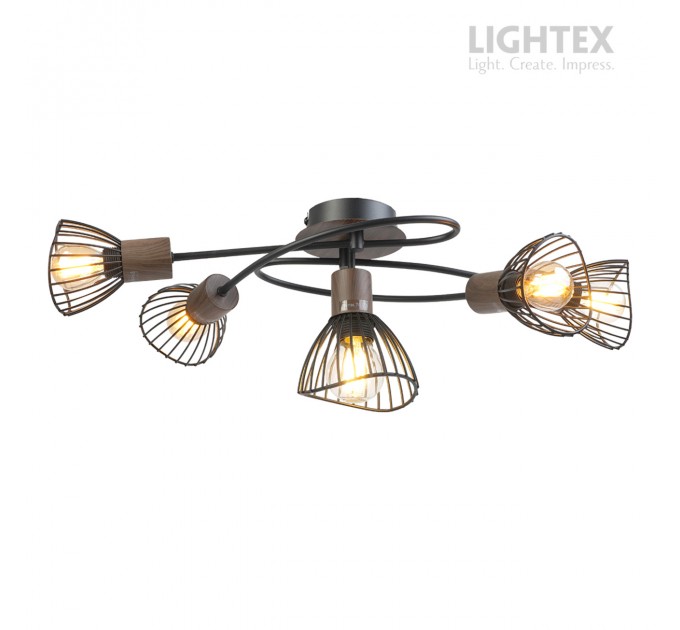 Спот DALIA  5xE14 черно + тъмно дърво 670x240x175mm Lightex