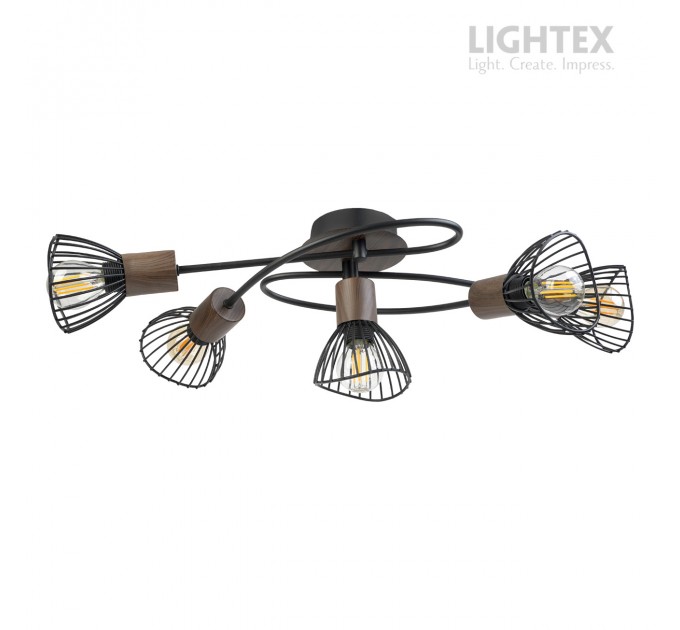 Спот DALIA  5xE14 черно + тъмно дърво 670x240x175mm Lightex
