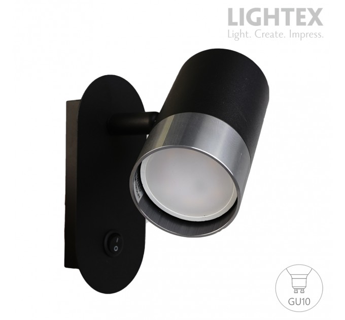 Спот OSKAR 1xGU10 с ключ черно+хром 130x60x25mm Lightex