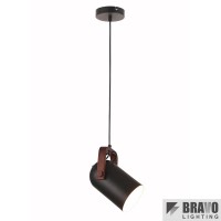 Пендел FLOOD 1xE27 метал+дърво черен BRAVO