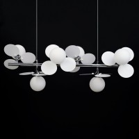 Полилей MELANI 6хG9 755 x 150 mm хром+бяло стъкло Lightex