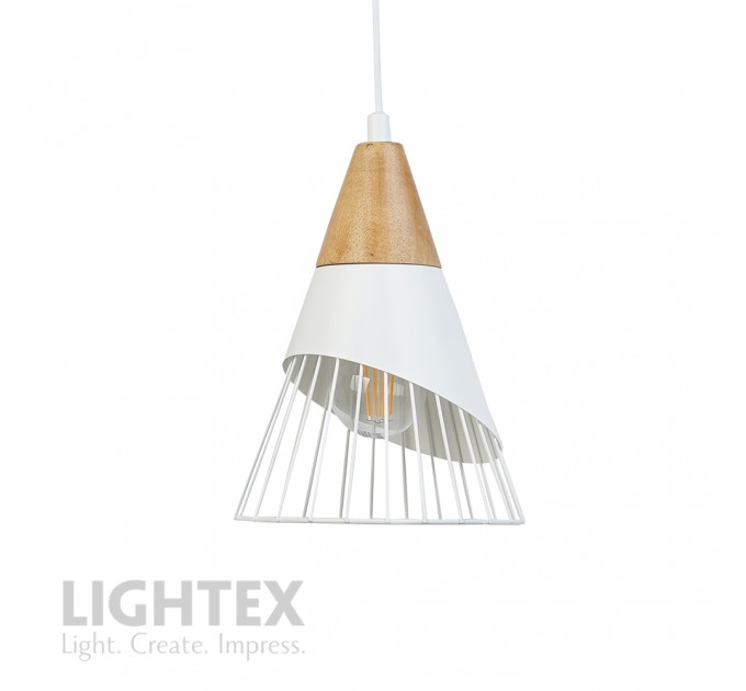 Пендел ABEL 1xE27 бял 175x1000mm Lightex