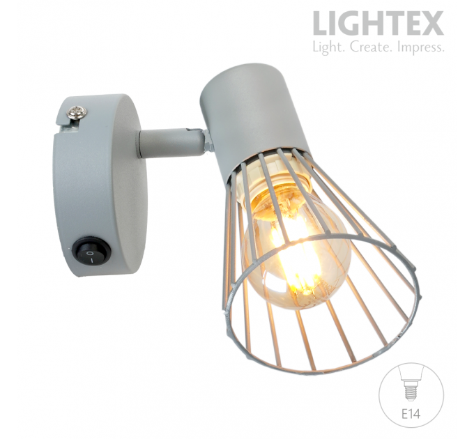 Аплик SILVIA 1xE14 сив 120x80x150mm Lightex