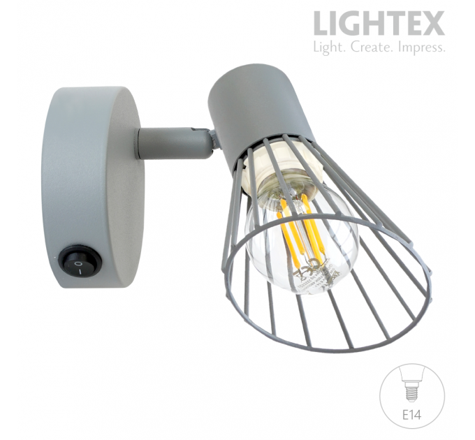 Аплик SILVIA 1xE14 сив 120x80x150mm Lightex