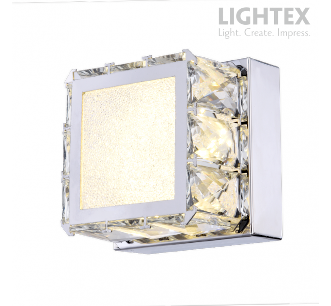 LED Аплик ALICE 8W 4000K 420lm 120x120mm стомана+кристал Lightex