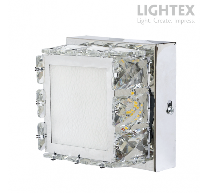 LED Аплик ALICE 8W 4000K 420lm 120x120mm стомана+кристал Lightex