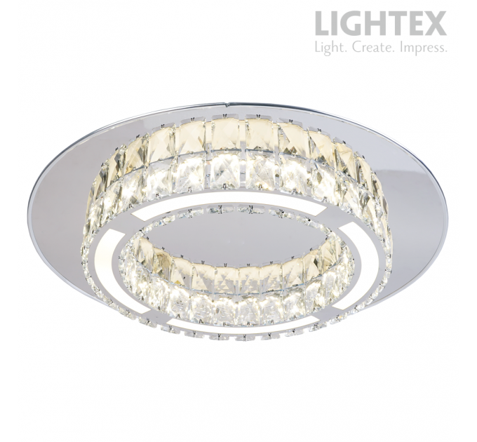 LED полилей ALICE 20W 4000K 1300lm Ø500mm стомана+кристал Lightex