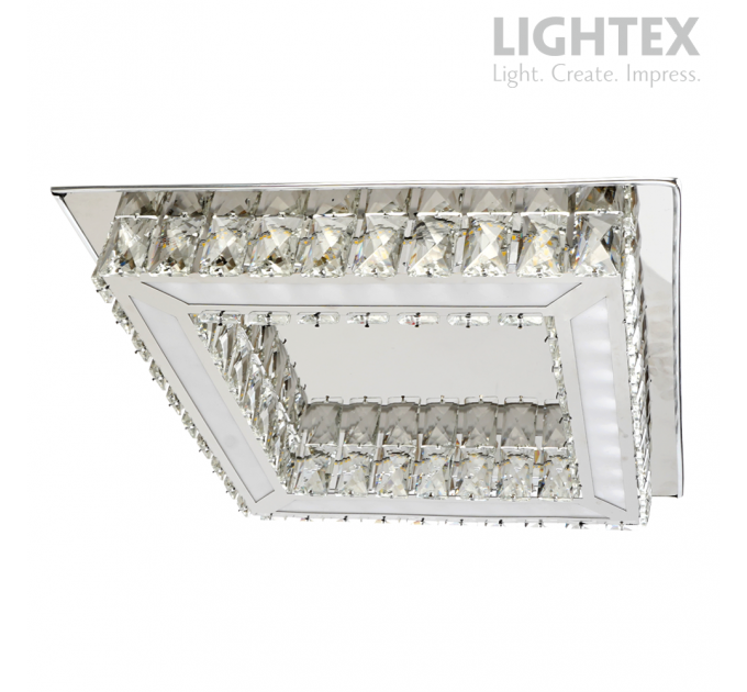 LED полилей ALICE 20W 4000K 1300lm 400x400mm стомана+кристал Lightex
