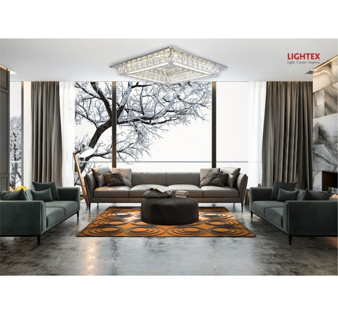 LED полилей ALICE 20W 4000K 1300lm 400x400mm стомана+кристал Lightex