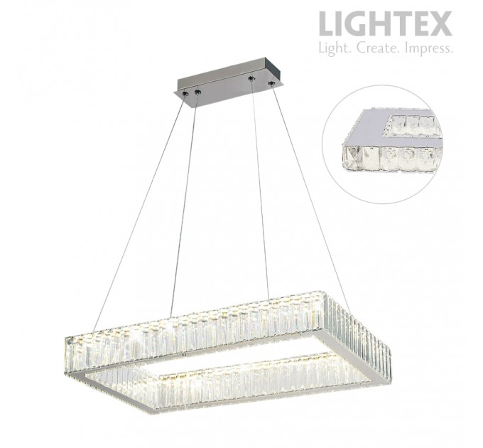 LED полилей ALICE 32W 4000K 2080lm 700x300mm стомана+кристал Lightex
