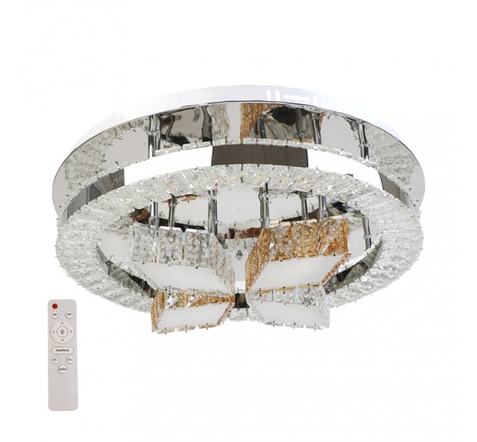 LED полилей OMAN 53W 3000K-4500K-6500K 4770lm 220V с Bluetooth,USB порт и дистанционно управление хром Ø500 Lightex