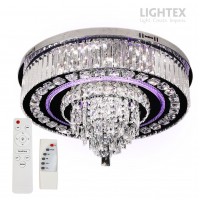LED полилей DAMASK 4xE14+50W LED 3000K-4500K-6500K 4500lm 220V с Bluetooth,USB порт и дистанционно управление хром Ø500 Lightex