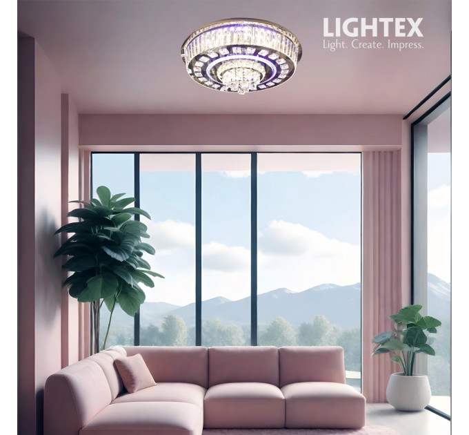 LED полилей DAMASK 4xE14+50W LED 3000K-4500K-6500K 4500lm 220V с Bluetooth,USB порт и дистанционно управление хром Ø500 Lightex
