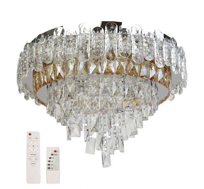 LED полилей ELADA 4xE14+55W LED 3000K-4500K-6500K 4950lm 220V с Bluetooth,Usb порт и дистанционно управление хром Ø500 Lightex