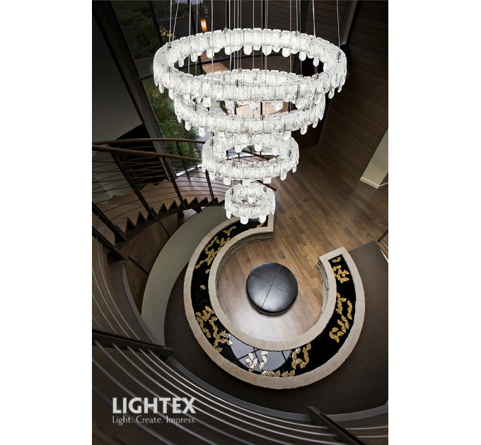 LED полилей MEDINA 118W 3000K+4500K+6500K 10620lm 220V с дист.управление хром Ø600+Ø500+Ø350+Ø200 H1000 Lightex