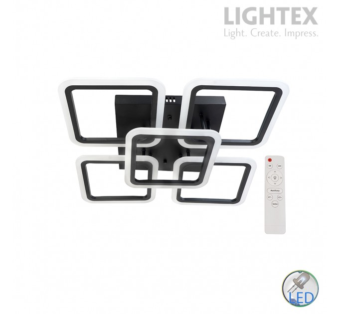 LED полилей MENSA 84W 3000K+4000K+6500K 7560lm 220V димируем с дистанционно управление черен 560x560mm Lightex