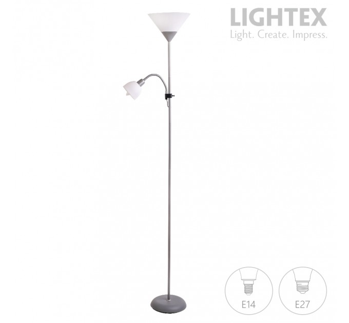 Лампион DEXTER сребрист 1xE27+1xE14 H176cm Lightex