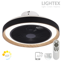 LED вентилатор с дистанционно max 44W LED + 14W мотор, CCT 3520lm черен Ø490mm, APP Lightex LED вентилатор с дистанционно max 44W LED + 14W мотор, CCT 3520lm черен Ø490mm, APP Lightex