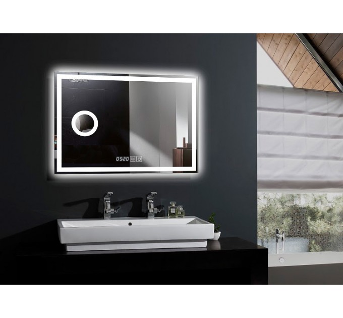 LED Огледало за баня 18W  3000K-6000K 1200Lm IP44 240V  800x600x45mm Anti fog,димиране,Touch дисплей,часовник Lightex