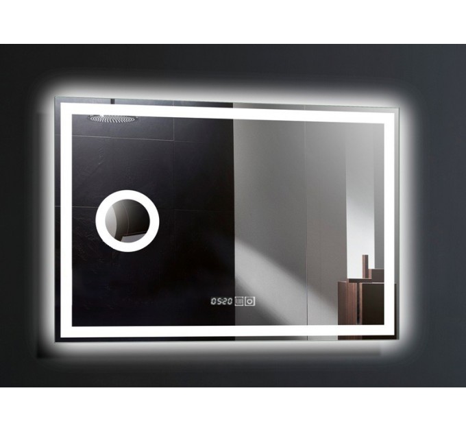 LED Огледало за баня 18W  3000K-6000K 1200Lm IP44 240V  800x600x45mm Anti fog,димиране,Touch дисплей,часовник Lightex