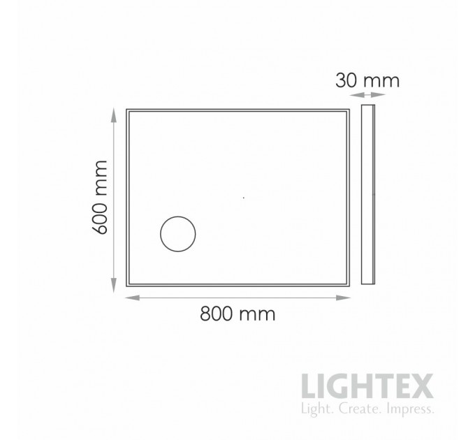 LED Огледало за баня 38W 3000K-6500K 1980Lm IP44 240V 800x600mm Anti fog,Touch дисплей,дим.,часовник,термометър,козм.огледало Lightex