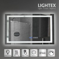 LED Огледало за баня 38W 3000K-6500K 1980Lm IP44 240V 800x600mm Anti fog,Touch дисплей,дим.,часовник,термометър,козм.огледало Lightex