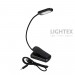 LED лампа за книга LUZ димируема 1.8W 60lm 1600K-4200K-6000K battery 5V 500mAh USB type-C IP 44 със щипка и гъвкаво рамо черна Lightex