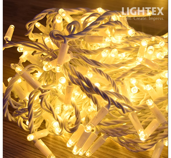 LED Влагозащитено светещо въже 6W 10м.100LED WW 2800K  230V IP65 бял кабел,без захранване Lightex
