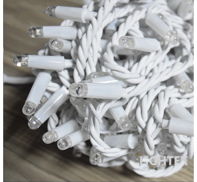 LED Влагозащитено светещо въже 6W 10м.100LED WW 2800K  230V IP65 бял кабел,без захранване Lightex