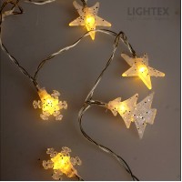 LED Светещ гирлянд снежинка,звезда,елхичка 10LED 0.39W WW IP20 за 2xAA 1.5V 1.65m Lightex