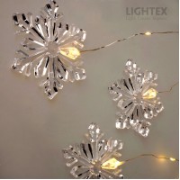 LED Светещa завеса снежинки 47LED 0.76W WW 1.2х0.8  IP20 за 3xAA 1.5VLightex
