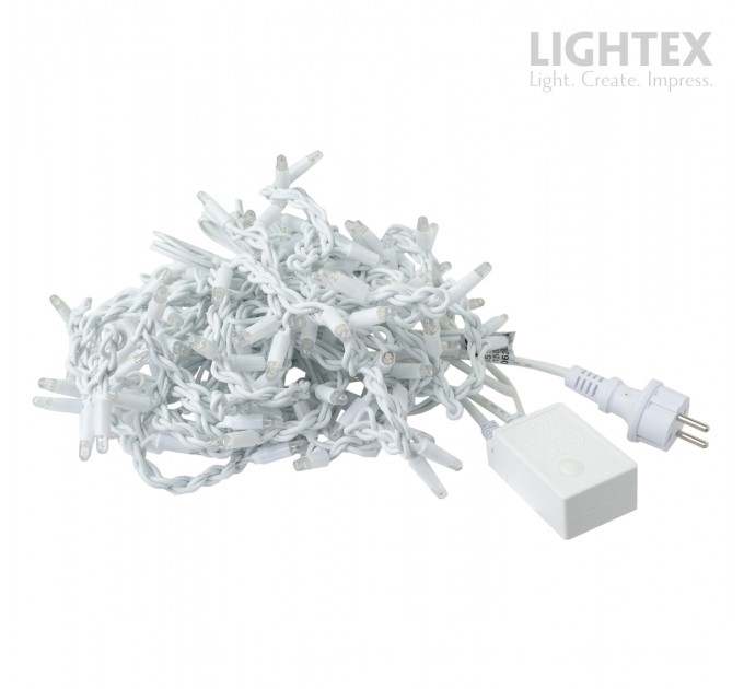 LED влагозащитена светеща завеса 300x50cm 150 LED 10W WW 2800K с контролер IP65 230V бял гумиран кабел Lightex