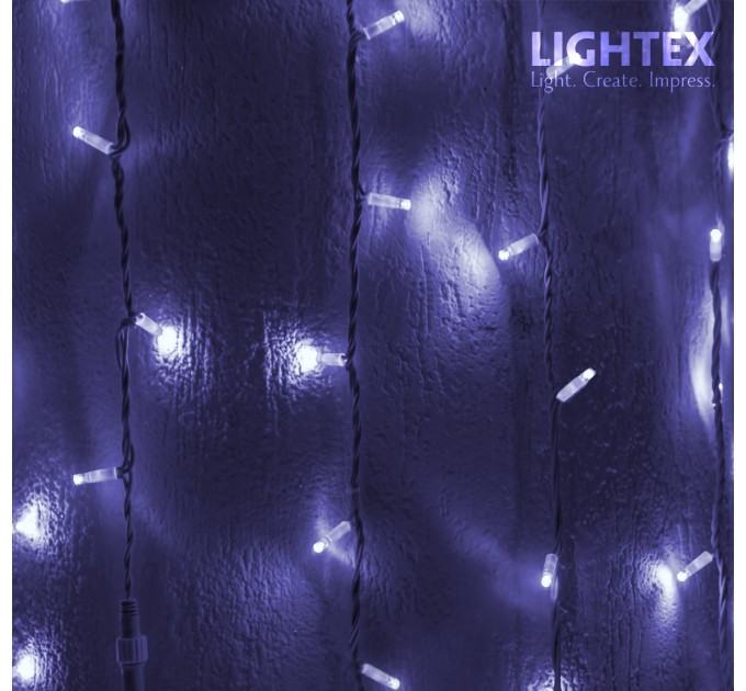 LED влагозащитена светеща завеса 300x50cm 150 LED 10W CW 6500K с контролер IP65 230V бял гумиран кабел Lightex