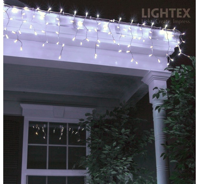 LED влагозащитена светеща завеса 300x50cm 150 LED 10W CW 6500K с контролер IP65 230V бял гумиран кабел Lightex