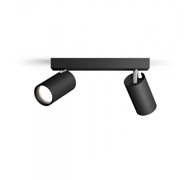 Philips спот двоен IDRIS 2xGU10 IP44 240x120x80mm черен