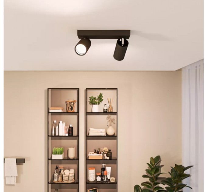 Philips спот двоен IDRIS 2xGU10 IP44 240x120x80mm черен
