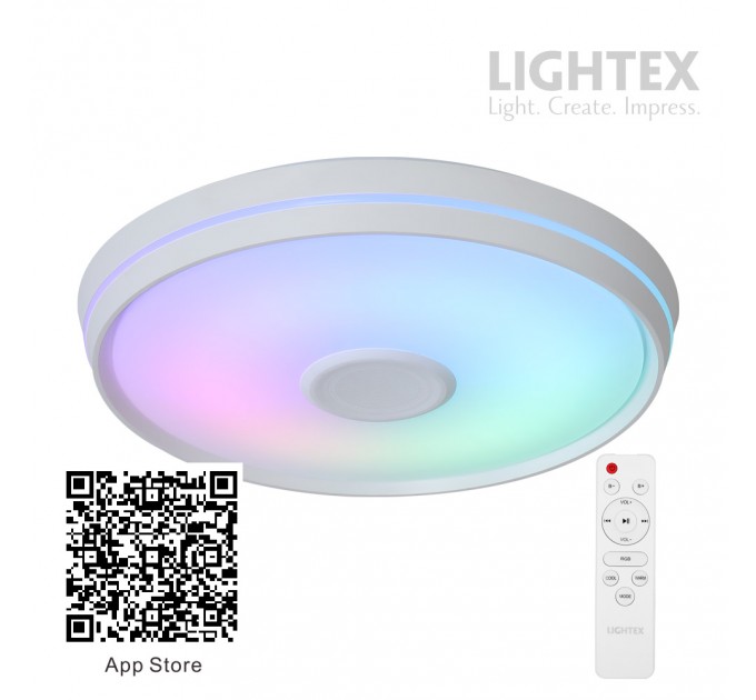 LED музикален плафон 50W 3CCT+RGB 4000lm 220V димируем с дистанционно и приложение Ф400mm Lightex