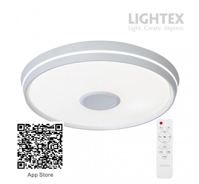 LED музикален плафон 50W 3CCT+RGB 4000lm 220V димируем с дистанционно и приложение Ф400mm Lightex