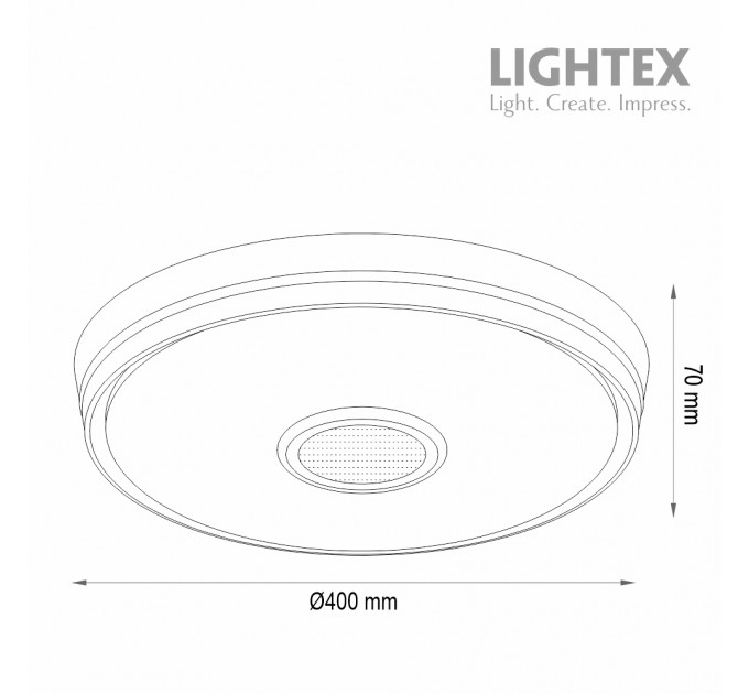 LED музикален плафон 50W 3CCT+RGB 4000lm 220V димируем с дистанционно и приложение Ф400mm Lightex
