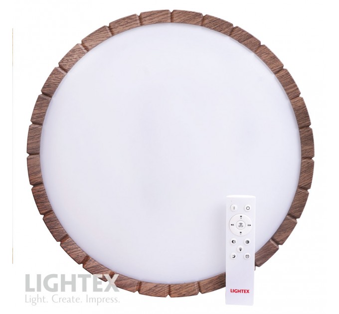 LED плафон GORDON max.54W 3000K-4000K-6500K 3240lm 220V димируем с дистанционно Ø385 mm тъмно дърво Lightex