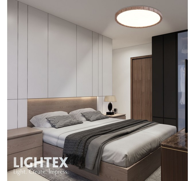 LED плафон GORDON max.54W 3000K-4000K-6500K 3240lm 220V димируем с дистанционно Ø385 mm тъмно дърво Lightex